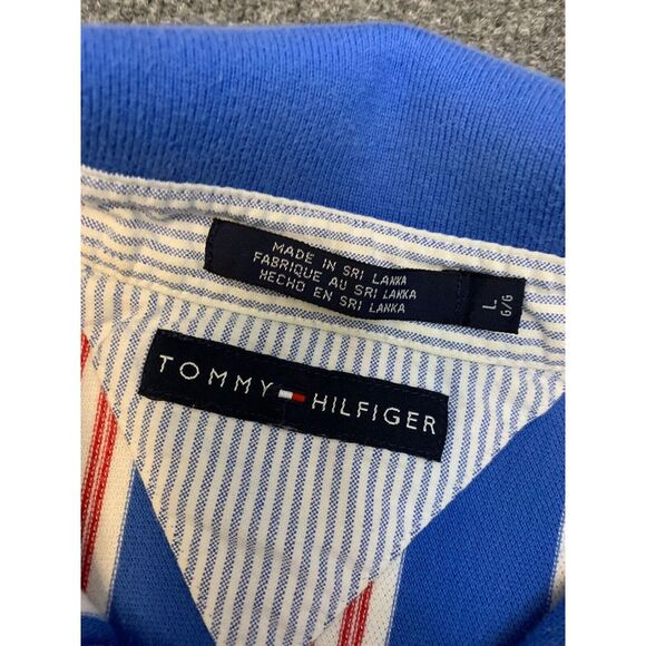 Vintage Tommy Hilfiger Pique Knit Polo Shirt Mens L Short Sleeve Stripe Pullover - Picture 2 of 8
